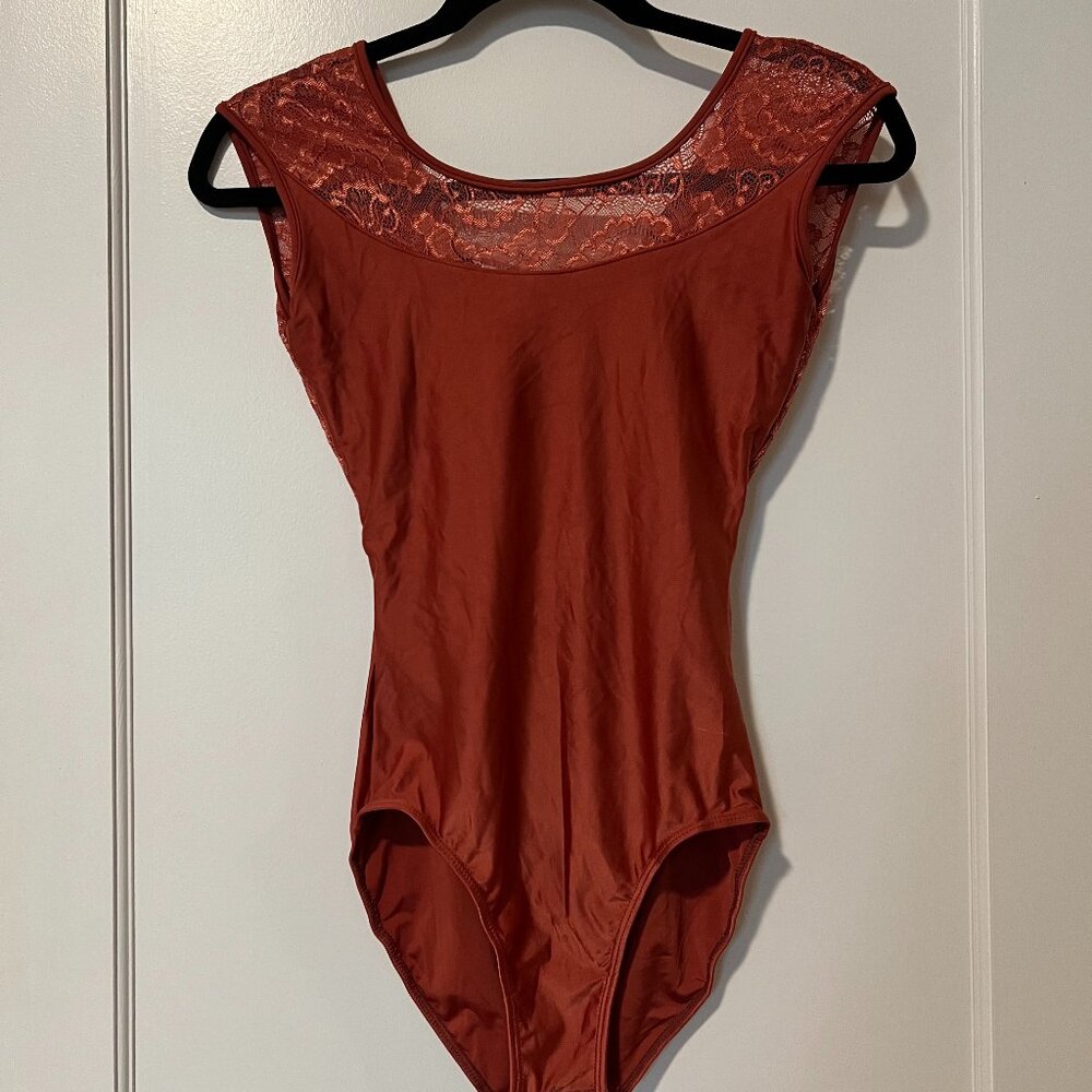 So Danća Burnt Orange Cap Sleeve Leotard